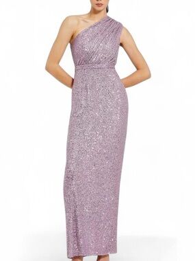 Mac Duggal One-Shoulder Sequin Evening Gown in Lilac